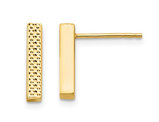 14K Yellow Gold Textured Bar Stick Post Earrings